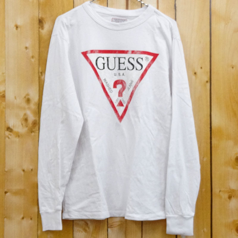 GUESS ゲス 長袖Tシャツ/サイズ：XS/カラー：ホワイト/ロゴプリント/ L/S Tee/インポート【山城店】