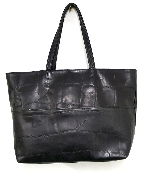 aniary アニアリ クロコ型押しトートバッグ　レザー　ブラック　黒色　カバン　鞄