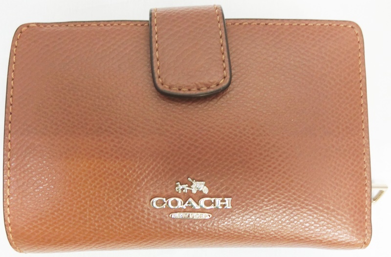 COACH/コーチ　L字ファスナー　2つ折り財布　ブラウン　レザー　F53436【出雲店】