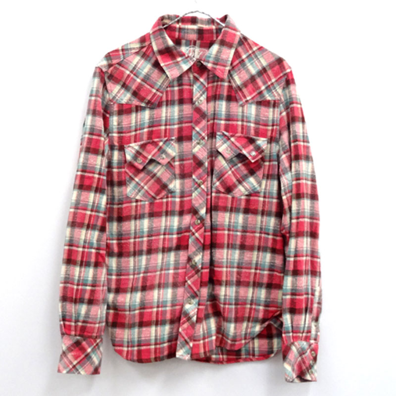 TMT Vintage Check Shirt ティーエムティー サイズ：L/カラーピンク・レッド 系/刺繍/ウエスタン/ドメス 【山城店】