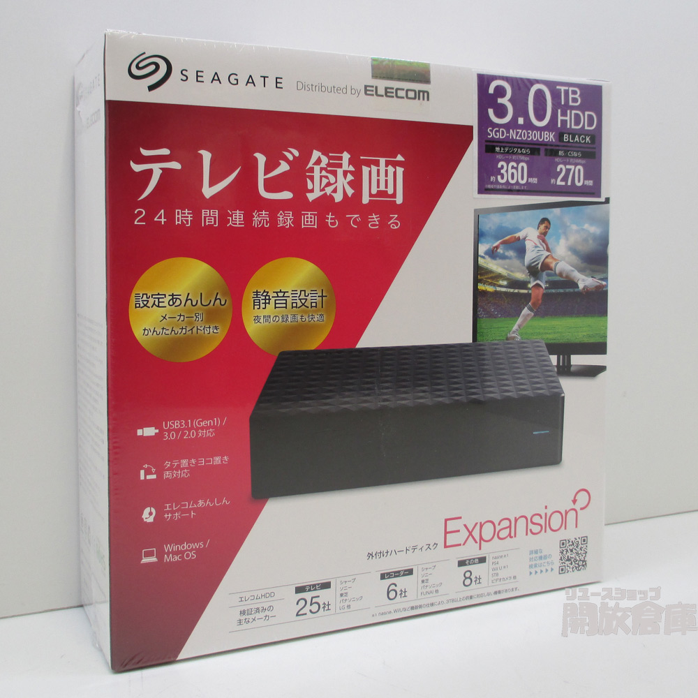 Seagate USB3.1 Gen1対応 3TB 外付けハードディスク SGD-NZ030UBK ELECOM HDD【橿原店】