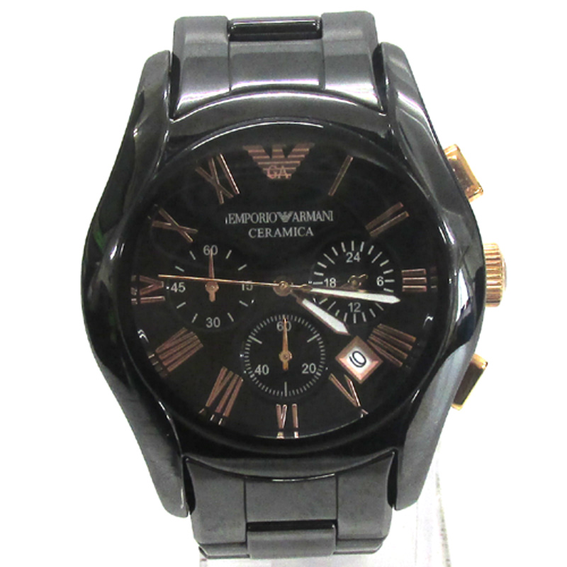EMPORIO ARMANI エンポーリオアルマーニ CERAMIKA 腕時計/品番：AR-1410/ブラック/クオーツ/クロノグラフ《腕時計/ウォッチ》【山城店】