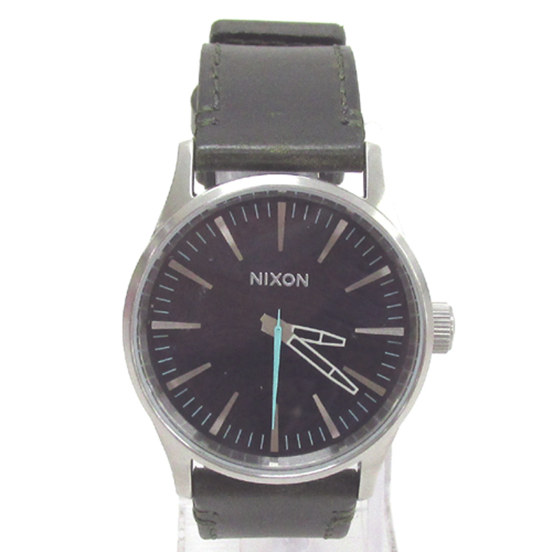 NIXON ニクソン SENTRY 38 LAETHER  セントリーレザー/カラー：グリーン×文字盤パープル/クオーツ《腕時計/ウォッチ》【山城店】