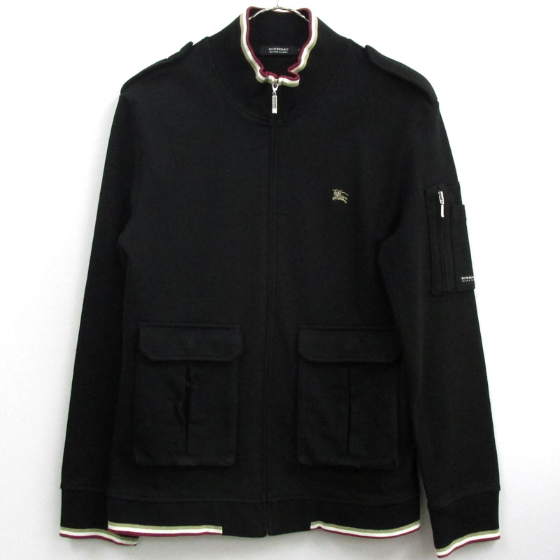 BURBERRY BLACK LABEL バーバリーブラックレーベル コットンジップジャケット サイズ：2/カラー：黒/刺繍/ドメス【山城店】