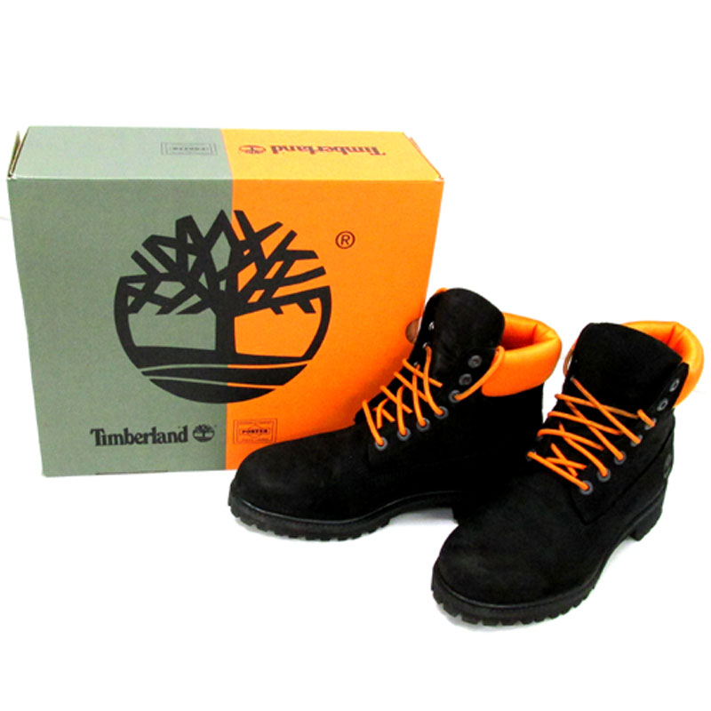Timberland × PORTER 6inch Premium Waterproof Boots/26.5cm/ブラック×オレンジ/ブーツ/他靴  【山城店】