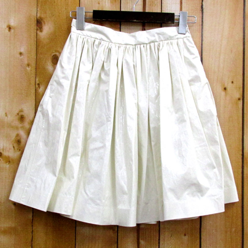 MSGM エムエスジーエム プリーツ コーティング スカート サイズ：40/カラー：ホワイト【山城店】