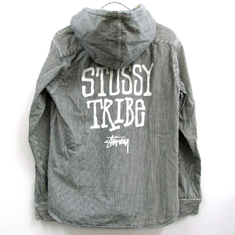 Stussy ステューシー L/S Shirt Hickoly ヒッコリー シャツ ジャケット サイズ：S/カラー：ネイビー×ホワイト/ストリート【山城店】