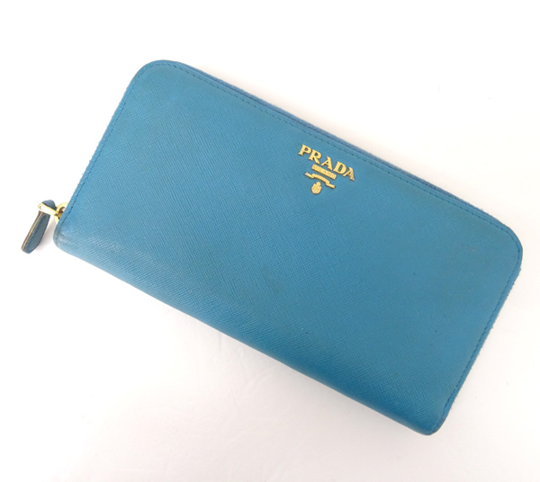 【中古】PRADA(プラダ) サフィアーノ コバルトブルー ラウンドジップ/ジッピーウォレット/長財布【山城店】