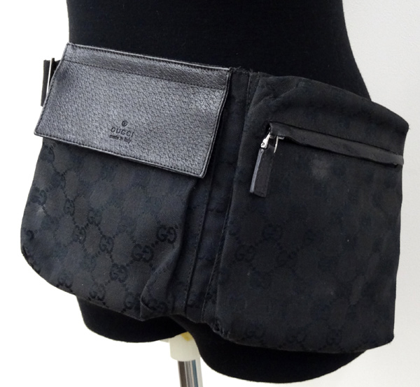 【中古】GUCCI(グッチ) GGキャンバス ウエストバッグ ブラック 28566【山城店】