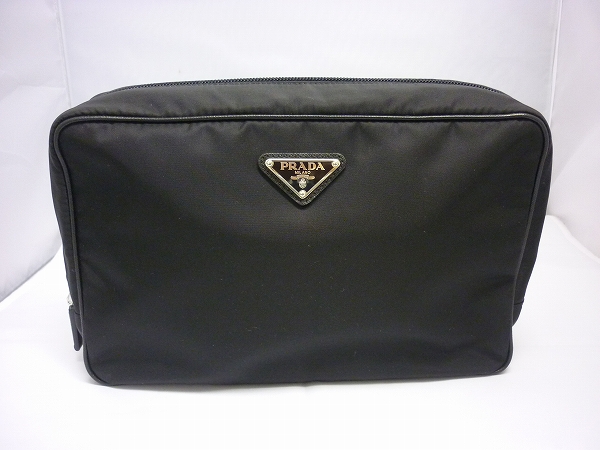 【中古】PRADA/プラダ ナイロンポーチ トラベルポーチ セカンドバッグ 2NA007 ブラック【福山店】