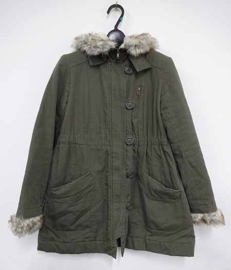 【中古】OLIVE des OLIVE/オリーブ・デ・オリーブ 長袖コート グリーン系/緑系 カーキ モッズコート フード・ファー付き［139］【福山店】