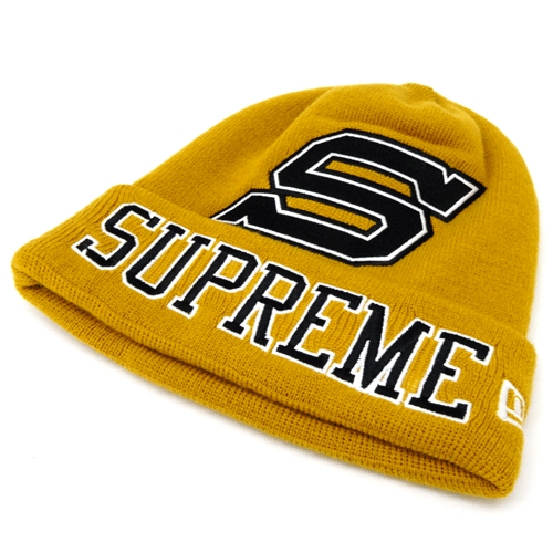 【中古】Supreme×New ERA Big S Beanie シュプリーム×ニューエラ ビッグ S ビーニー/品番：small Box logo スモールボックスロゴ/16AW/国内正規品/サイズ：FREE/カラー：マスタード/未使用品/ニットキャップ/帽子/コラボ 【山城店】