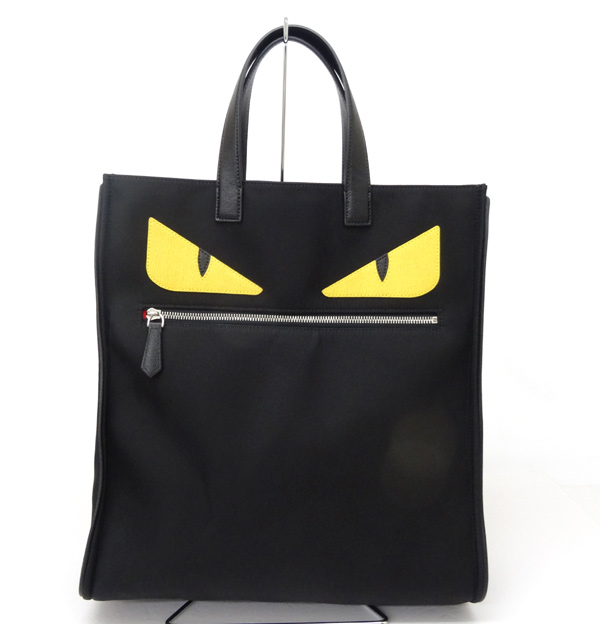 【中古】FENDI（フェンディ） モンスター バグズ ブラック Ref.No：7VA 367-1CE トートバッグ/たて型トート/ナイロン【山城店】