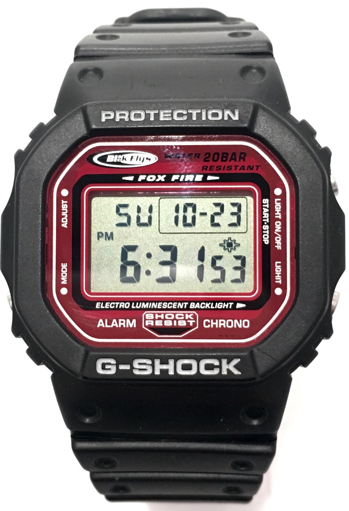 【中古】G-SHOCK × Black Flys/DW-5600EF-1T/Gショック/ブラックフライ/レアモデル/スクエアフェイス/スクウェアフェイス/CASIO/カシオ/コラボ/ダブルネーム/スピード/ストリート/アメカジ/腕時計/デジタル【米子店】