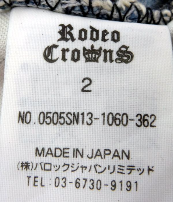 開放倉庫 Rodeo Crowns ロデオクラウンズ デニム オールインワン No 0505sn13 1060 362 サイズ 2 カラー インディゴ 系 刺繍 つなぎ ショート丈 中古加工 山城店 古着 レディース その他レディース