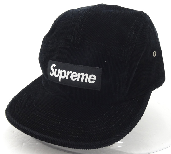 【中古】Supreme Corduroy Camp Cap Box logo / シュプリーム コーデュロイ キャンプ キャップ ボックスロゴ 16AW/国内正規品/サイズ：F/カラー：ブラック/ストリート/帽子/半タグ付き【山城店】