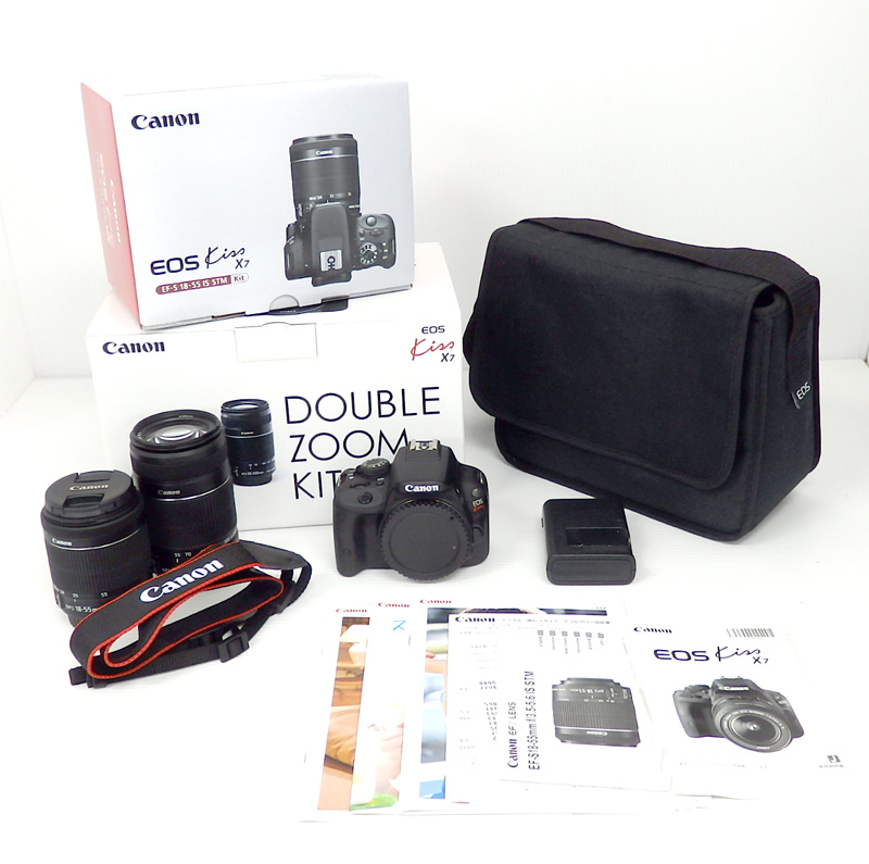 【中古】Canon EOS Kiss X7 ダブルズームキット 一眼 レフ デジタルカメラ キャノン【米子店】
