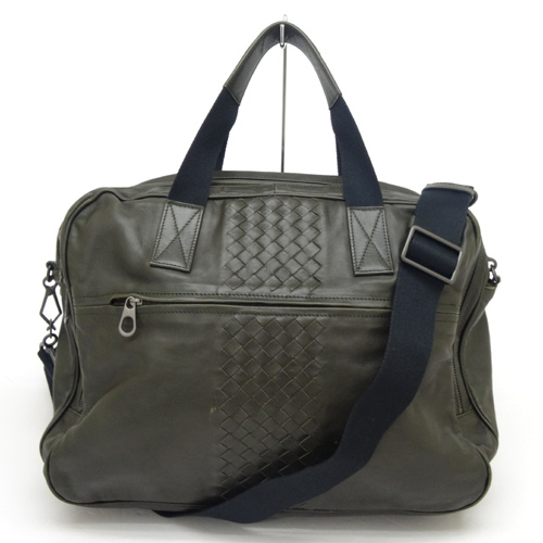 【中古】BOTTEGA VENETA(ボッテガヴェネタ) レザー 「2way ショルダー」 カラー：カーキ 系・ダークグレー 系 Ref.No：245173 VN0313261/ビジネス/ブリーフケース/ハンド【山城店】