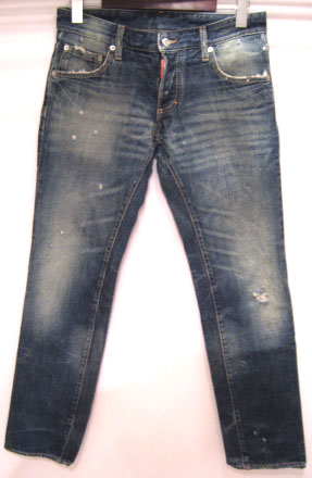 【中古】DSQUARED2/ディースクエアード 2009/10 Autumn Winter Logo Tag Straight Jeans 74LA262 30006 ダメージ加工 インディゴ デニムパンツ 【福山店】