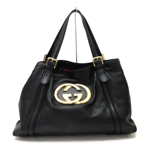 【中古】GUCCI グッチ レザー ダブルG カラー：ブラック 162094 トート/ショルダー【山城店】