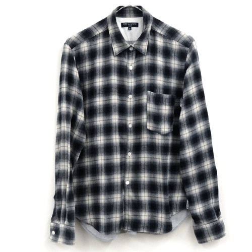 【中古】COMME des GARCONS HOMME コムデギャルソン オム 長袖 切り替え チェックシャツ/国内正規品/サイズ：S/カラー：グレー/ホワイト/デザイナーブランド/ドメスティック/SHIRT【山城店】