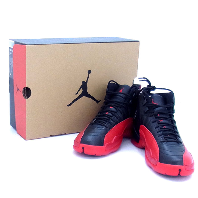 【中古】NIKE AIR JORDAN 12 RETRO FLUGAME ナイキ エア ジョーダン 12 レトロ フルゲーム/130690-002/27ｃｍ/国内正規品/カラー：BLACK/VARSITY RED/2015年製/復刻/ブルズカラー/未使用品/バッシュ/スニーカー【山城店】