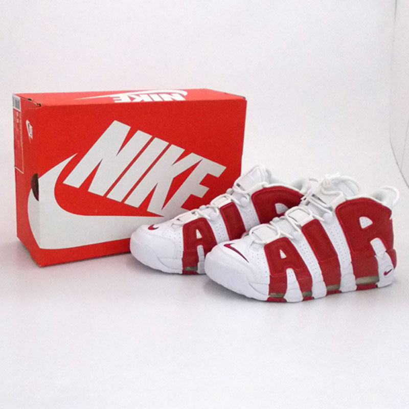 【中古】NIKE AIR MORE UP TEMPO ナイキ エア モア アップ テンポ/414962-100/27.5ｃｍ/カラー：WHITE/WHITE-GYM RED/色：白/赤/2015年製/復刻/バッシュ/未使用品/スニーカー/ビジブルエア【山城店】