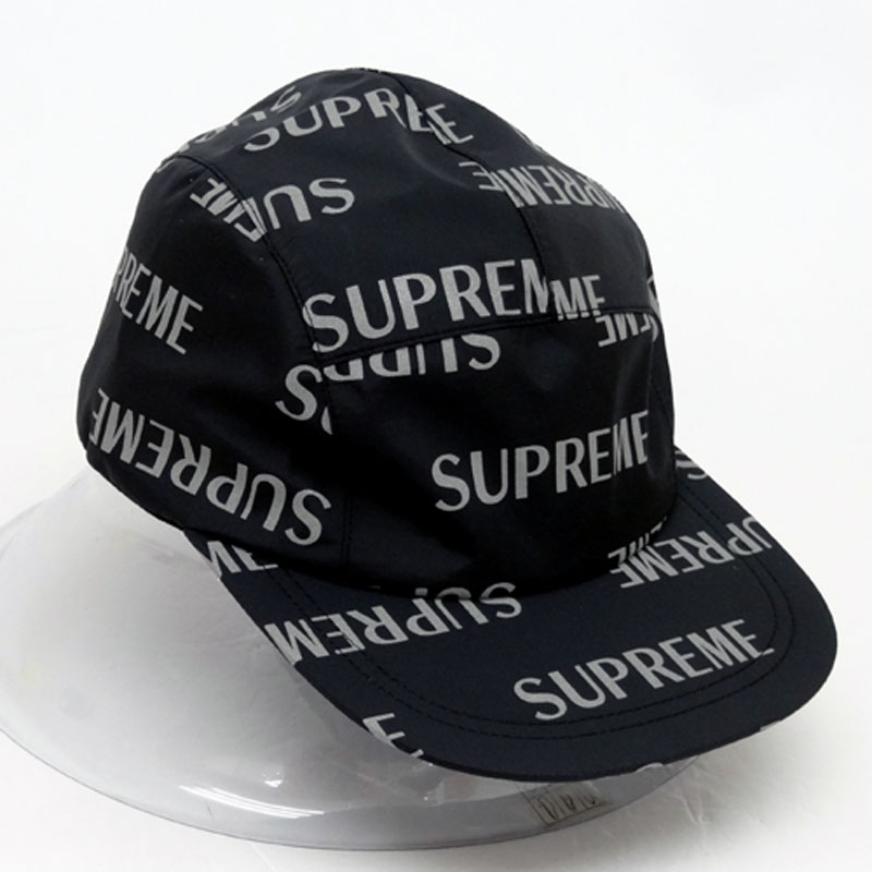 【中古】Supreme 3M Reflective Repeat Seam Camp Cap シュプリーム 帽子 キャンプ キャップ/16AW/国内正規品/サイズ：フリー/カラー：ブラック/ストリート/小物/半タグ付き【山城店】