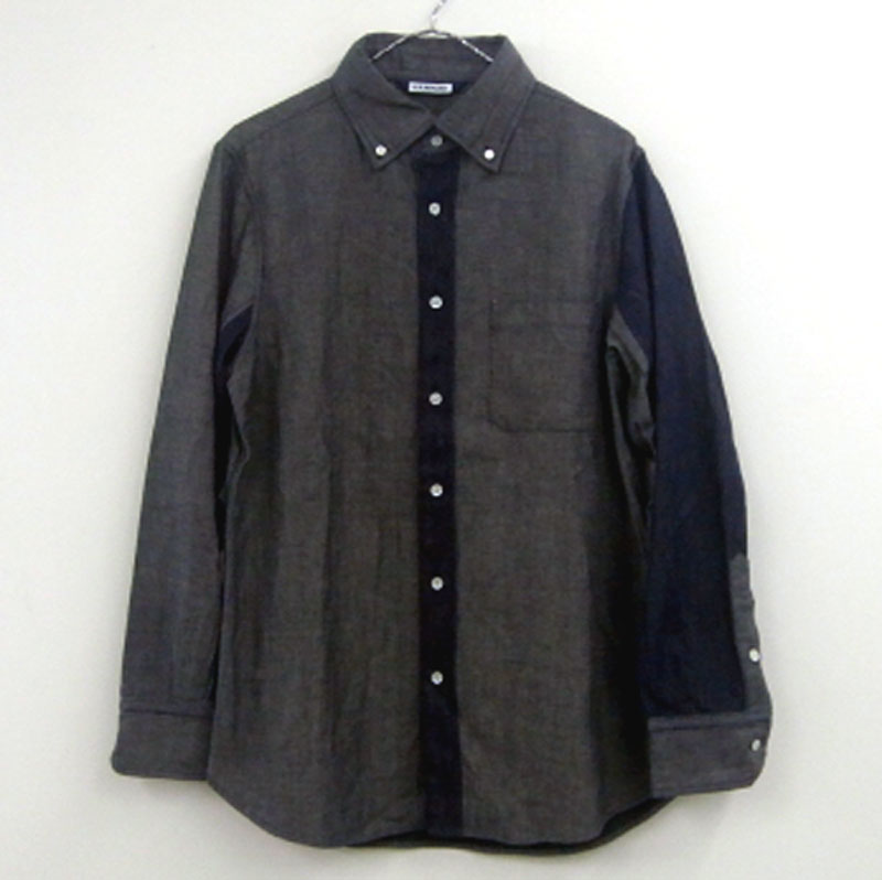 【中古】H.R.REMAKE L/S SHIRT/エイチアール リメイク 長袖 シャツ/国内正規品/サイズ：3/L /カラー：グレーブルー系/リメイク/アメカジ/HRM【山城店】