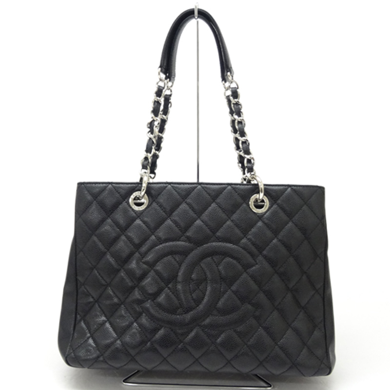 【中古】CHANEL(シャネル) キャビアスキン 「マトラッセ チェーントート」 ブラック A50995 ショルダー/シルバー金具/かばん/バッグ/鞄【山城店】