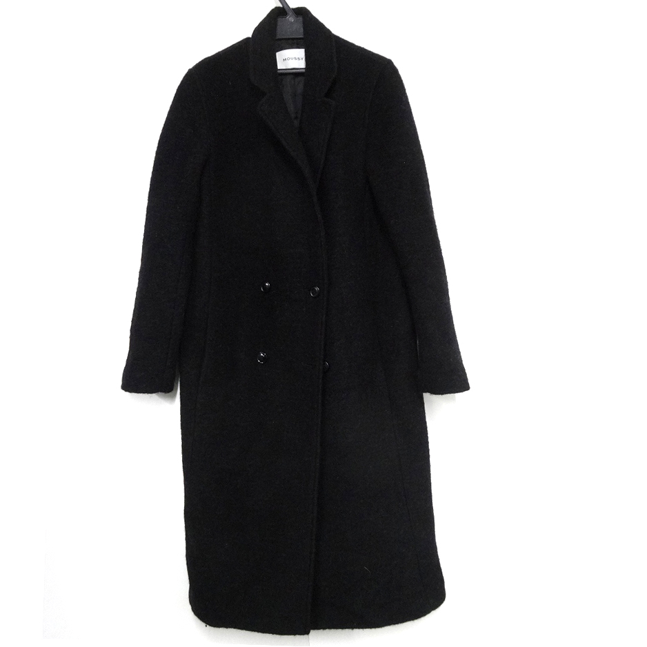 【中古】MOUSSY マウジー ロングコート サイズ1 1サイズ 黒色 ブラック クロ 長袖 【福山店】