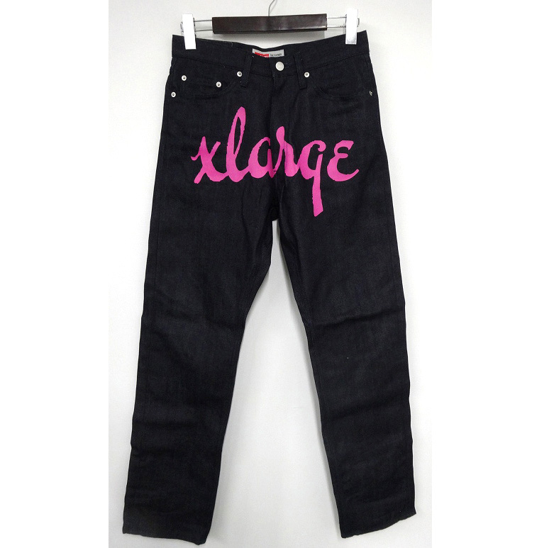 【中古】XLARGE/エクストララージ デニムパンツ ブルー系/青系 インディゴ ロゴペイント 0104610 SIZE：30/サイズ：30［121］【福山店】