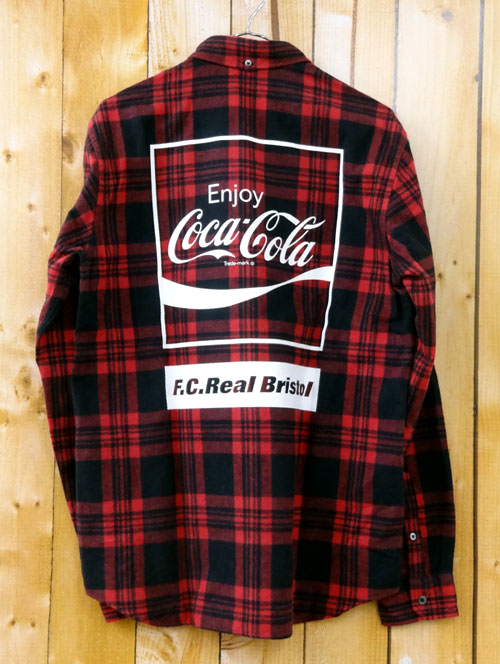 【中古】F.C.R.B Coca-Cola/TOUR FLANNEL SHIRT エフシーアールビー コカコーラ/ツアー フランネル シャツ/16AW/国内正規品/サイズ：L/カラー：黒×赤/未使用品/コラボ/長袖/F.C.Real Blistol/ストリート【山城店】