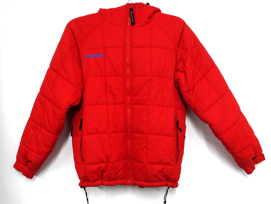 【中古】columbia  コロンビア ジップアップジャケット中綿ジャケット サイズS Sサイズ レッド 赤 長袖 フード付き【福山店】