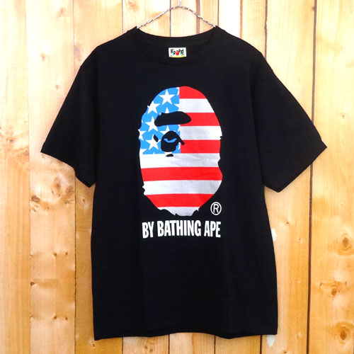 【中古】A BATHING APE ア ベイジング エイプ STARS AND STRIPES スターズ アンド ストライプ/16AW/国内正規品/サイズ：L/カラー：ブラック/ストリート/星条旗/ベイプ【アメ村店】