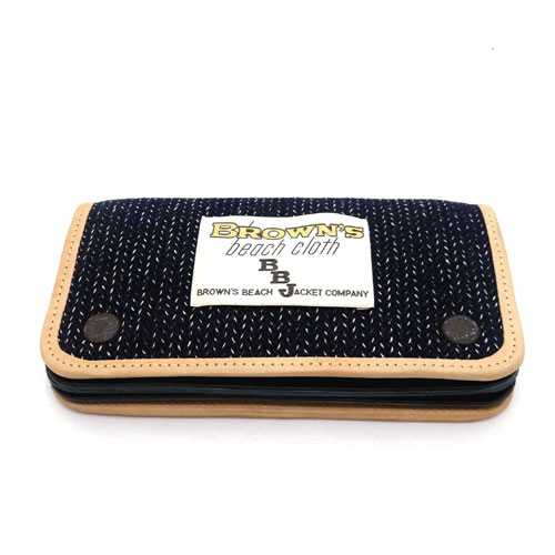 【中古】BROWN’S BEACH×CLUB PANTHER ブラウンズビーチ×クラブパンサー BROWN’S BEACH CLUB WALLET ブラウンズビーチ クラブウォレット 2つ折り長財布/カラー：NAVY/ゴマシオ/コラボ/ビーチクロス/レザー/ネイビー/財布/ウォレット【アメ村店】