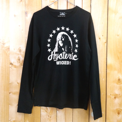 【中古】HYSTERIC GLAMOUR / ヒステリックグラマー ガールズプリント カットソー 国内正規品/サイズ：L/カラー：ブラック/長袖/ロングTee/ドメス【山城店】