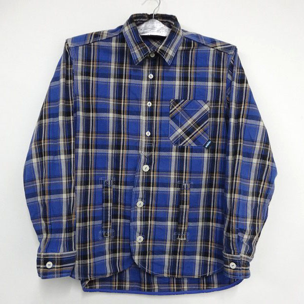 【中古】KAVU/カブー チェック柄長袖シャツ ブルー系/青系 SIZE：M/サイズ：M［123］【福山店】