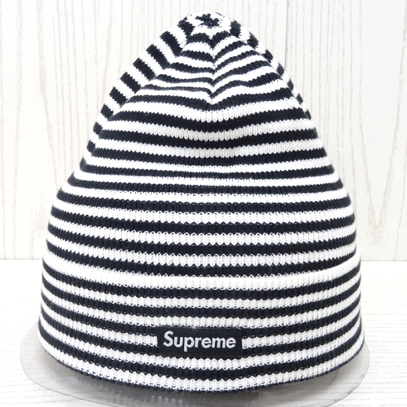 【中古】Supreme Striped Beanie / シュプリーム ビーニー ニットキャップ 13SS/国内正規品/カラー：BLACK×WHITE/未使用品/帽子/Cap/ニット帽【山城店】