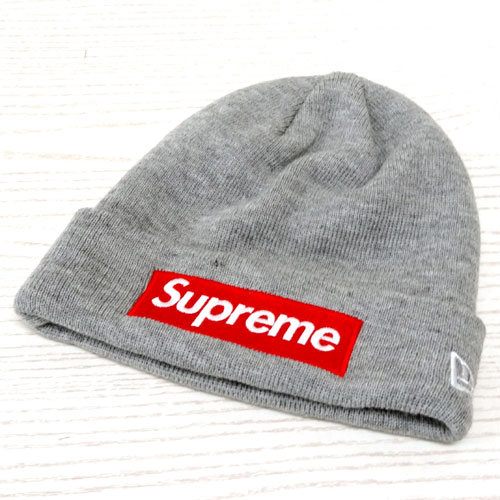 【中古】Supreme×New Era シュプリーム×ニューエラ Box Logo Beanie ボックス ロゴ ビーニー/15AW/サイズ：Free/カラー：灰色/グレー/ニットキャップ/コラボ/帽子/ストリート【山城店】