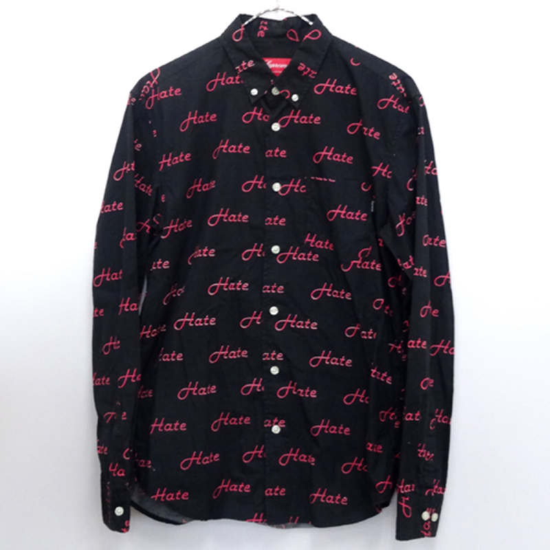 【中古】Supreme L/S SHIRT / シュプリーム 長袖 シャツ 14SS/国内正規品/サイズ：S/カラー：ブラック/ボタンダウン/総柄【山城店】