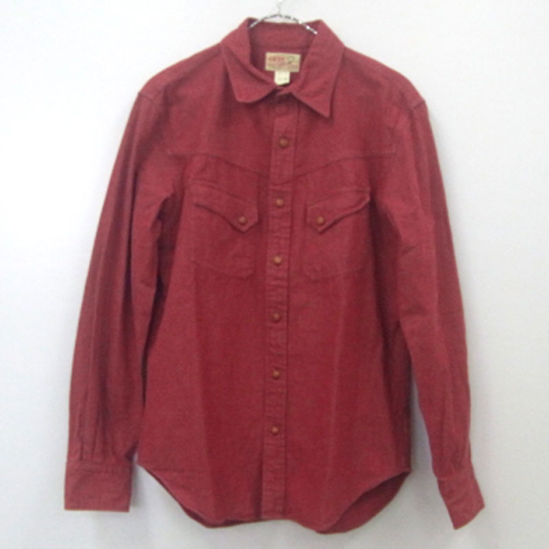 【中古】RRL/ダブルアールエル/カラーシャツ/国内正規品/サイズ：M/カラー：赤・レンガ系/長袖/コットン/RALPH LAUREN【山城店】