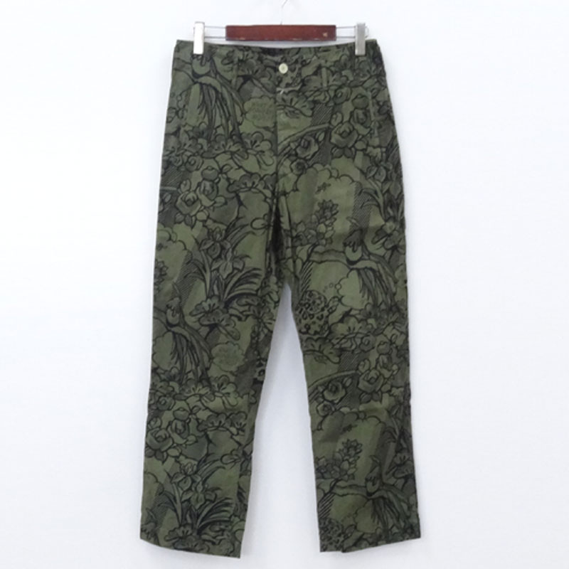 【中古】BRUNA BOINNE/ブルーナ ボイン/Wonderful world pants/柄コットンパンツ/2015/国内正規品/サイズ：1/カラー：ブラック カーキ/総柄/ボタンフライ/アメカジ【山城店】