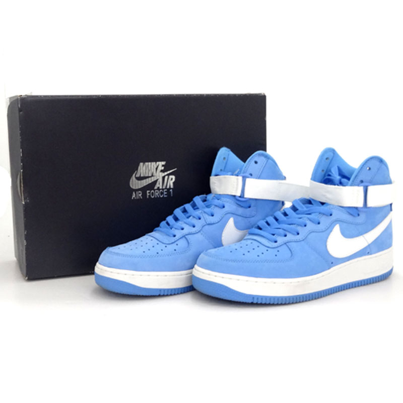 【中古】NIKE AIR FORCE 1 HI RETRO QS ナイキ エア フォース ハイ レトロ/品番：743546-400/サイズ：27.5ｃｍ/国内正規品/カラー：ブルー、ホワイト/ハイカット/ヌバック/スニーカー/スポーツ/靴/シューズ【山城店】