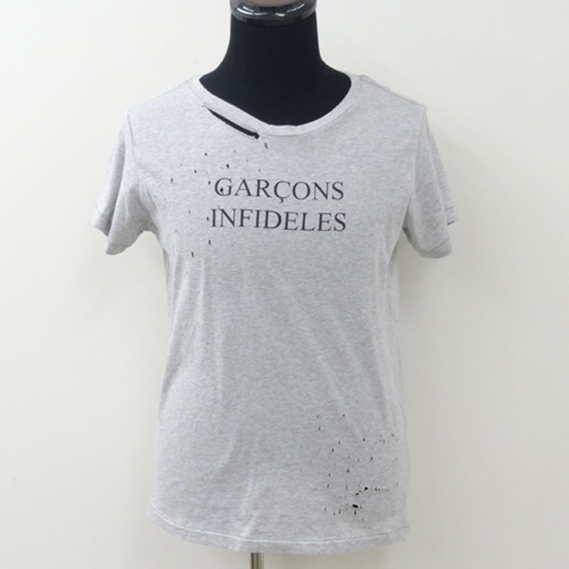 【中古】GARCONS INFIDELES/ギャルソン インフィデレス/サイズ：S/カラー：グレー/ダメージ/ロゴ/クルーネック【アメ村店】