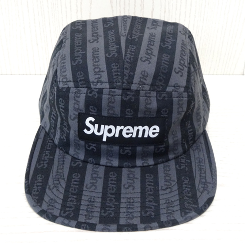 【中古】Supreme Jacquard Logo Camp Cap / シュプリーム ジャガード ロゴ キャンプ キャップ 14AW/国内正規品/サイズ：Free/カラー：黒・灰/ストリート/帽子/Boxlogo/ボックスロゴ【山城店】