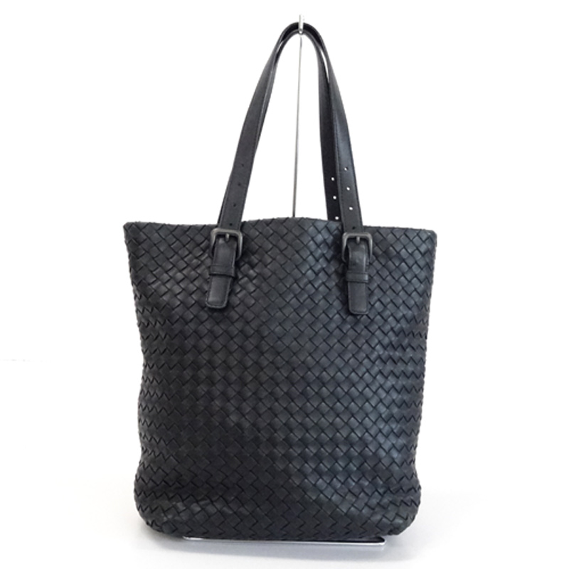 【中古】BOTTEGA VENETA（ボッテガヴェネタ） 「イントレチャート トート」 ブラック 270917 ハンド/ショルダー《バッグ/かばん/鞄》【山城店】