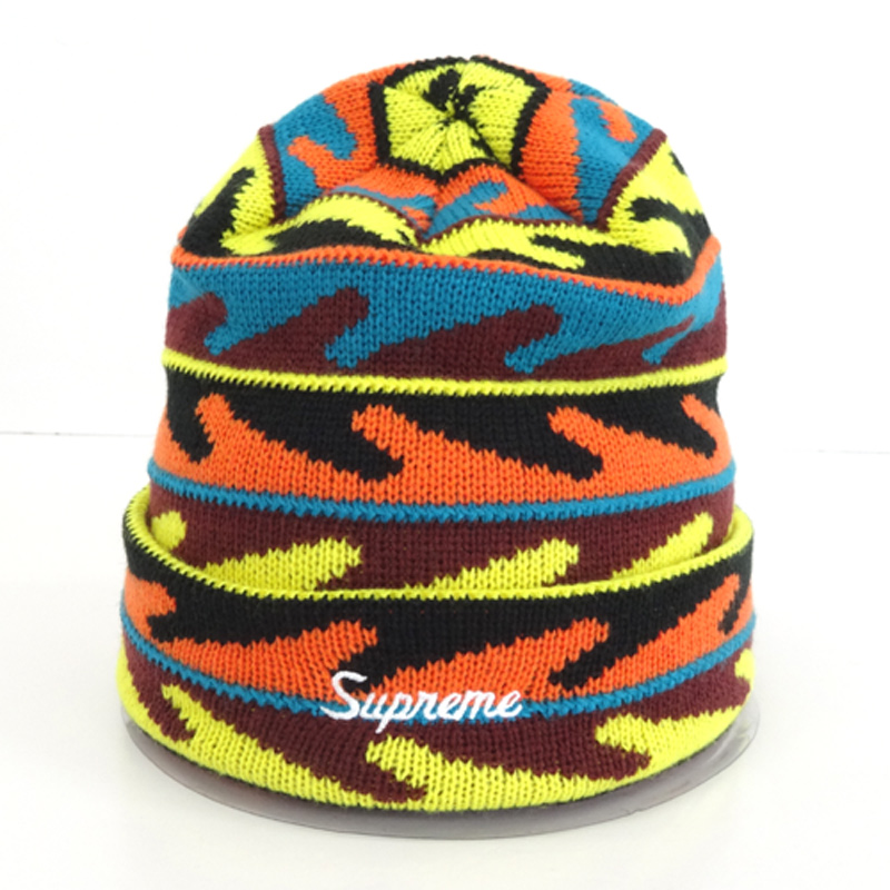 【中古】Supreme Wave Stripe Beanie / シュプリーム ウェーブ ストライプ ビーニー 16AW/国内正規品/サイズ：F/カラー：マルチカラー/ストリート/帽子/ニットキャップ【山城店】