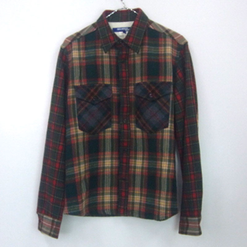 【中古】JUNYA WATANABE COMME des GARCONS MAN/ジュンヤ ワタナベ コムデギャルソン マン/チェック柄 シャツ/SH-B202/AD2011/国内正規品/サイズ：L/カラー：グリーン系/コムデギャルソン/長袖/デザイナー【山城店】