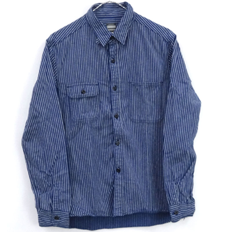 【中古】MOMOTARO JEANS 桃太郎 ジーンズ/長袖シャツ/国内正規品/サイズ：38/カラー：青×白/ブルー×ホワイト/Shirt/アメカジ/BLUE【山城店】